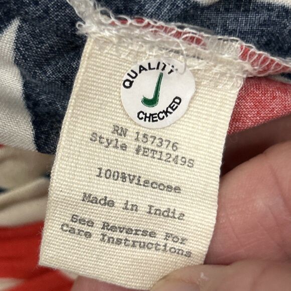 Evy's Tree Skirt Womens Large Tiered Maxi Skirt Red Navy Beige Floral Boho New - Picture 9 of 9